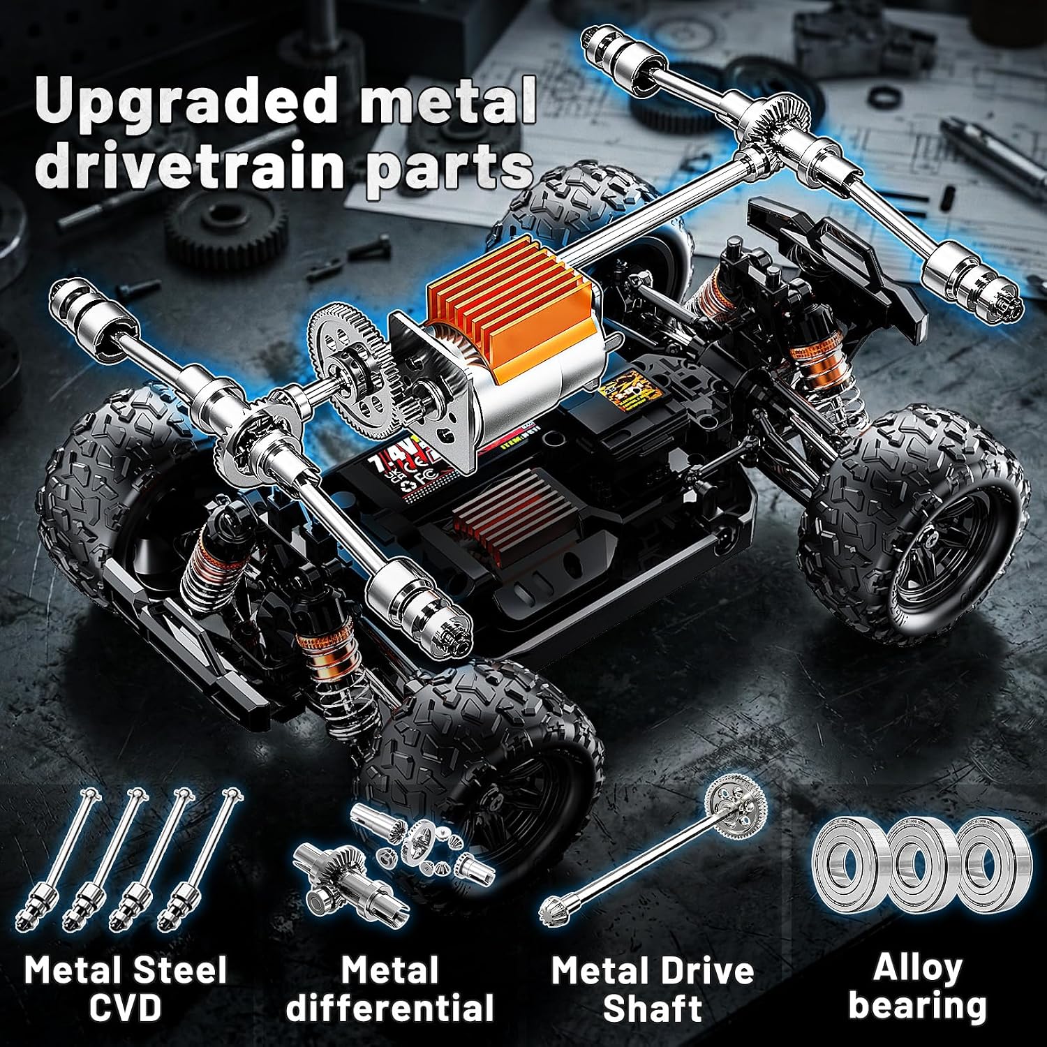 Detalle de Womaqu Ferngesteuertes Auto 1:18 – 4WD High Speed Monstertruck, 36 km/h, 2 Akkus