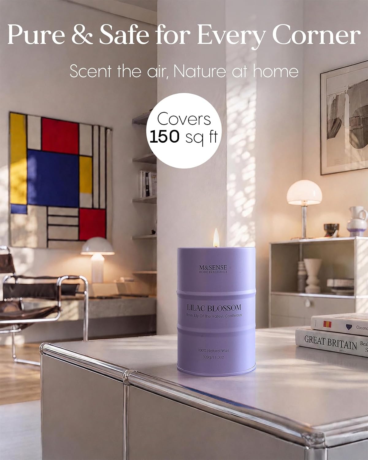Detalle de M&SENSE Lilac Blossom Scented Candle, 320g