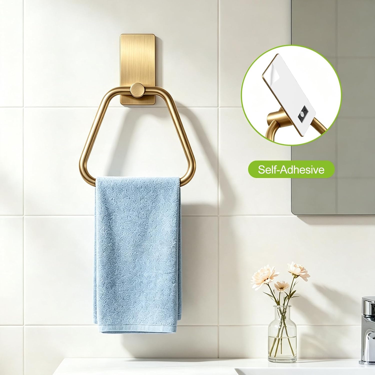 Detalle de SetSail Adhesive Towel Ring, Stainless Steel