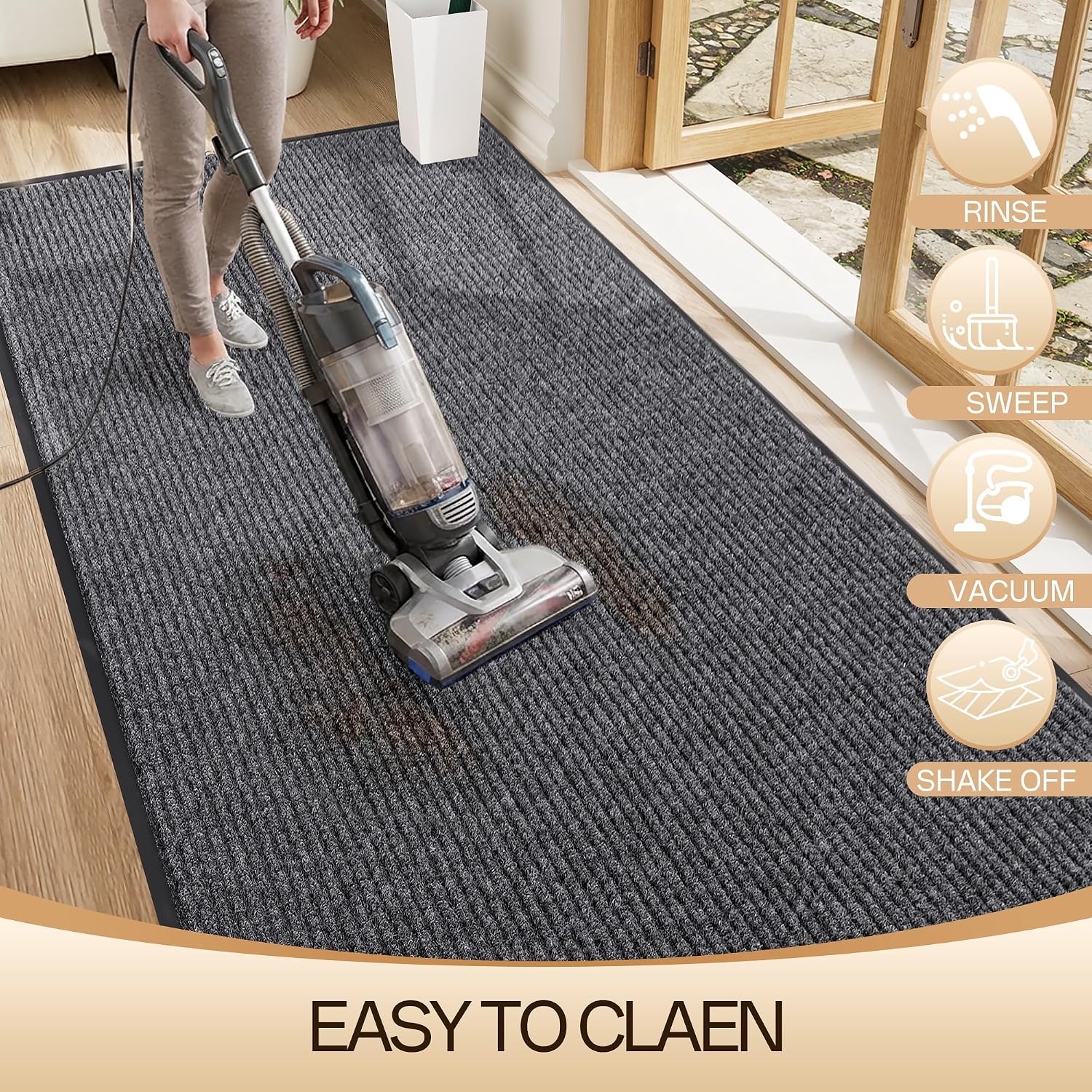 Detalle de Amyracel All-Season Front Door Mat (36" x 48") — Waterproof, Heavy-Duty Entrance Doormat