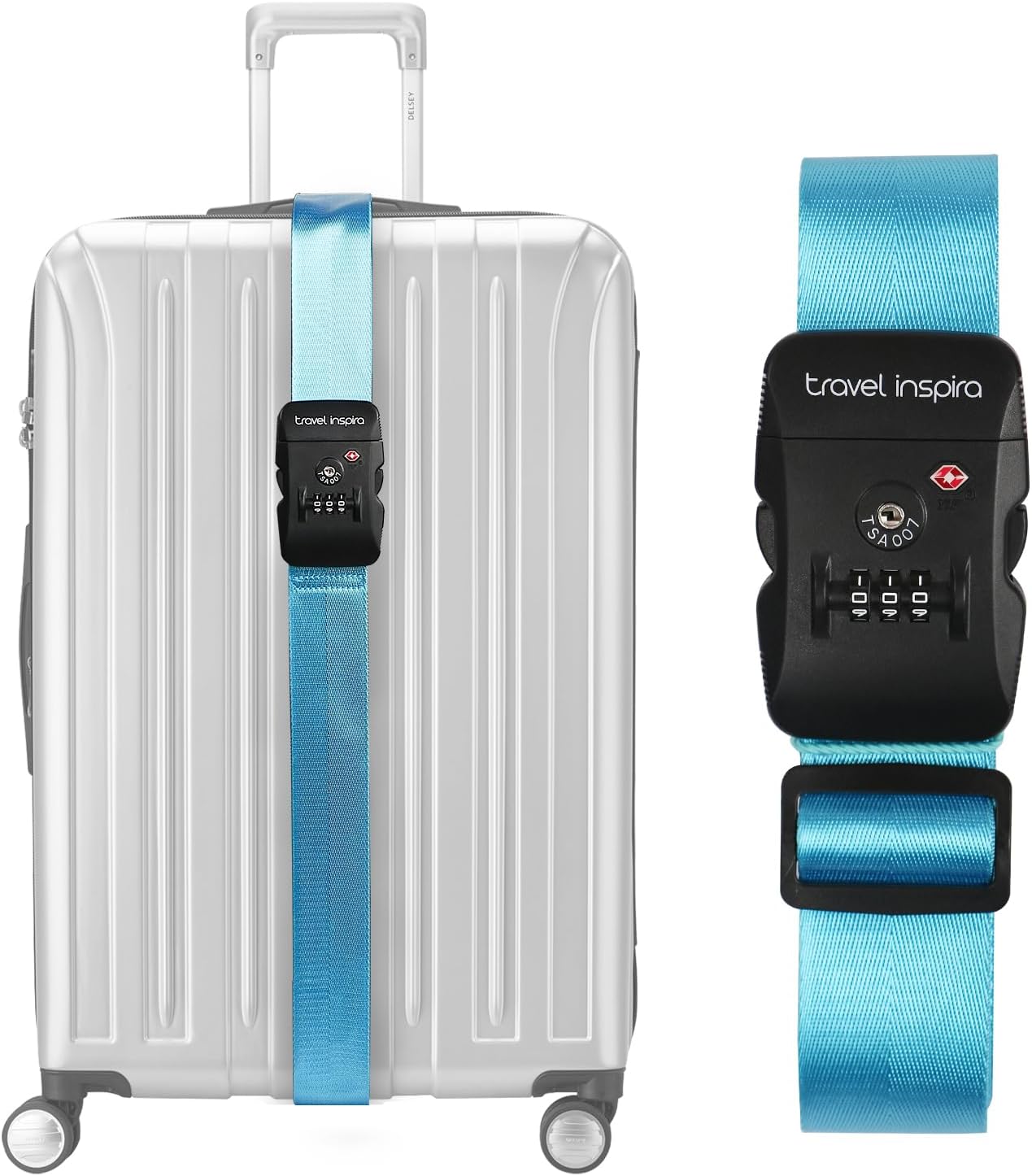 Detalle de Travel Inspira TSA Approved Luggage Straps for Suitcases (Blue)