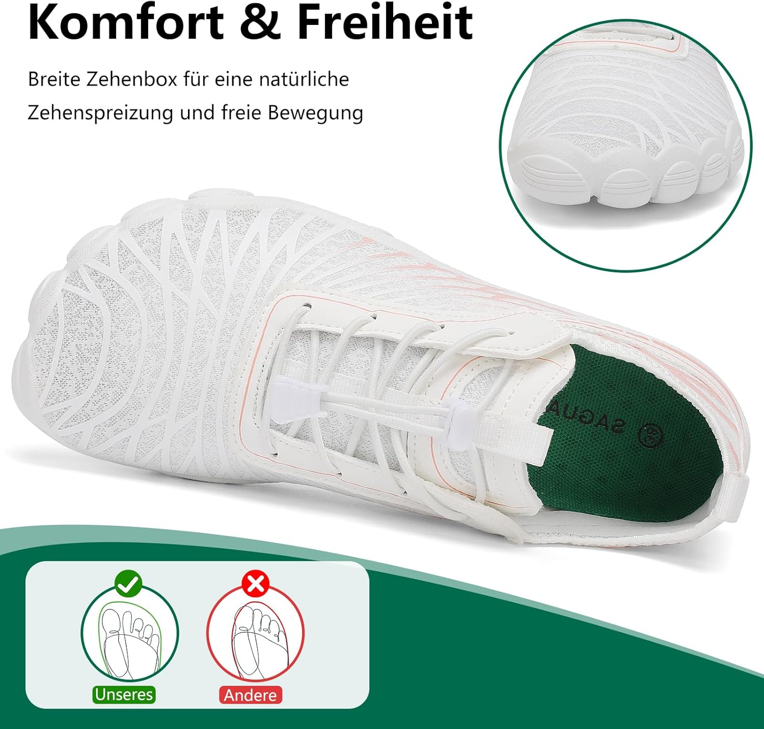 Thumbnail 2 de SAGUARO Damen Barfußschuhe Leicht – Atmungsaktiv, Schnell Trocknend, Breite Zehenbox, Gr. 35–43