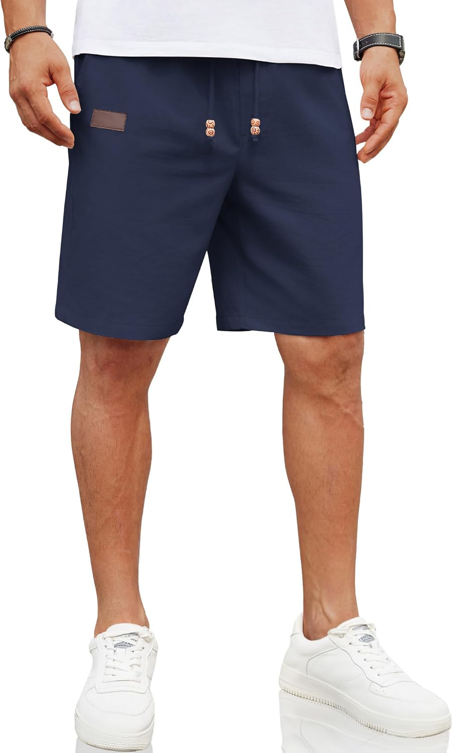 Detalle de COOFANDY Men's Linen Shorts, 9-Inch Inseam