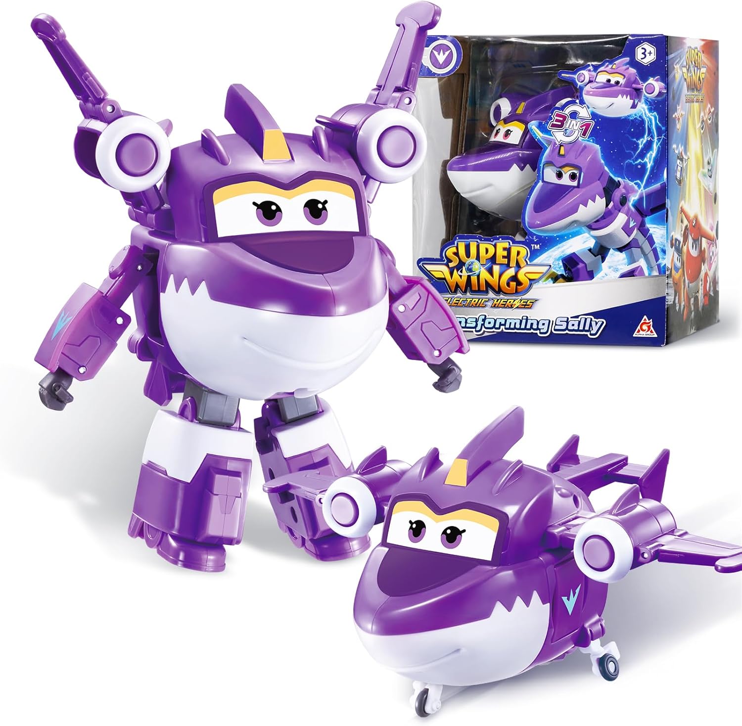 Super Wings Sally 2 en 1 avión-robot 12,7 cm