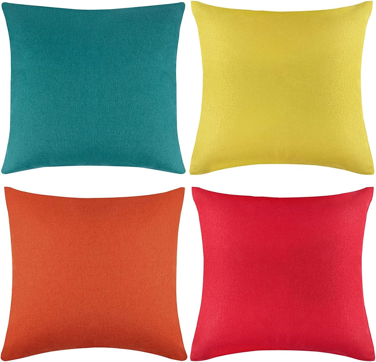 Detalle de Outdoor Waterproof Cushion Cover, Pack of 4 (18x18in) – Linen Square Pillow Covers for Garden, Patio and Indoor Use