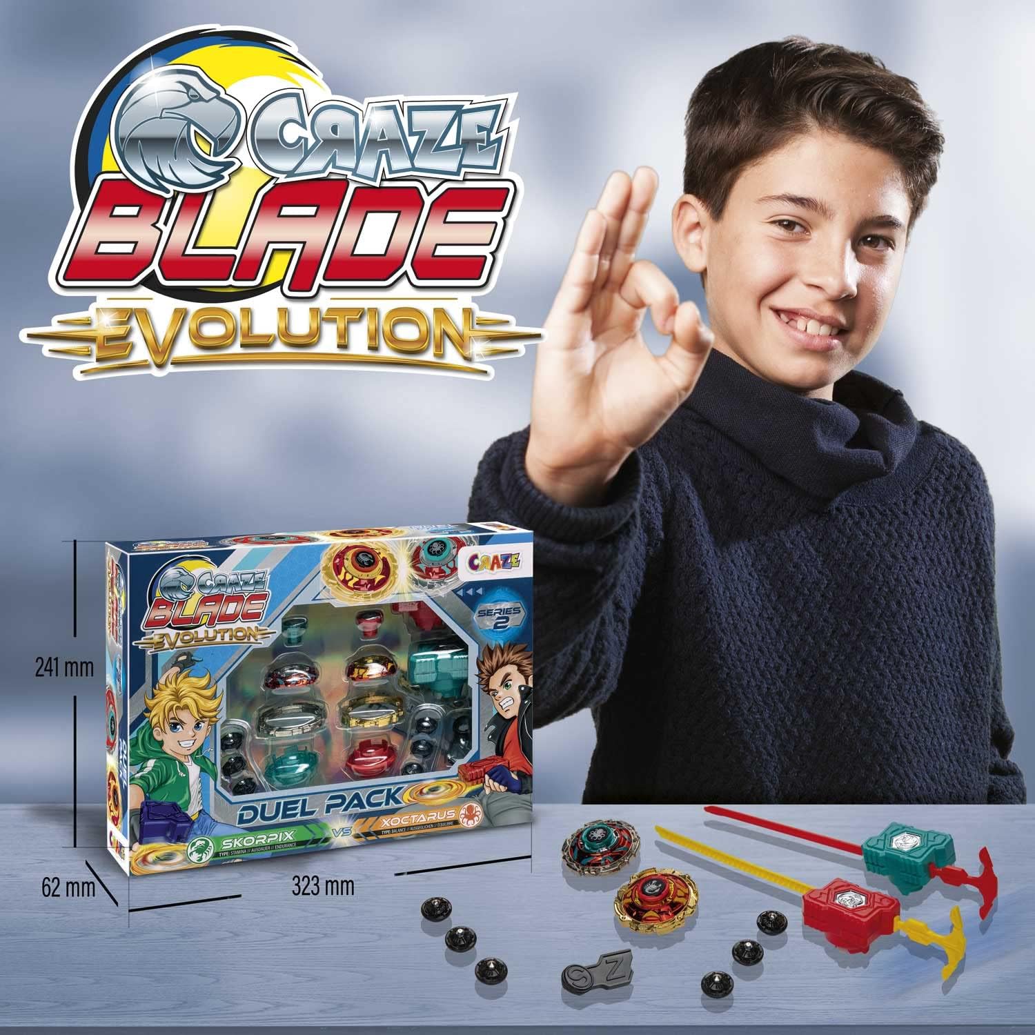 Thumbnail 5 de Set CRAZE BLADE Combat Skorpix Xoctarus Evolution (2 toupies métal) avec lanceurs