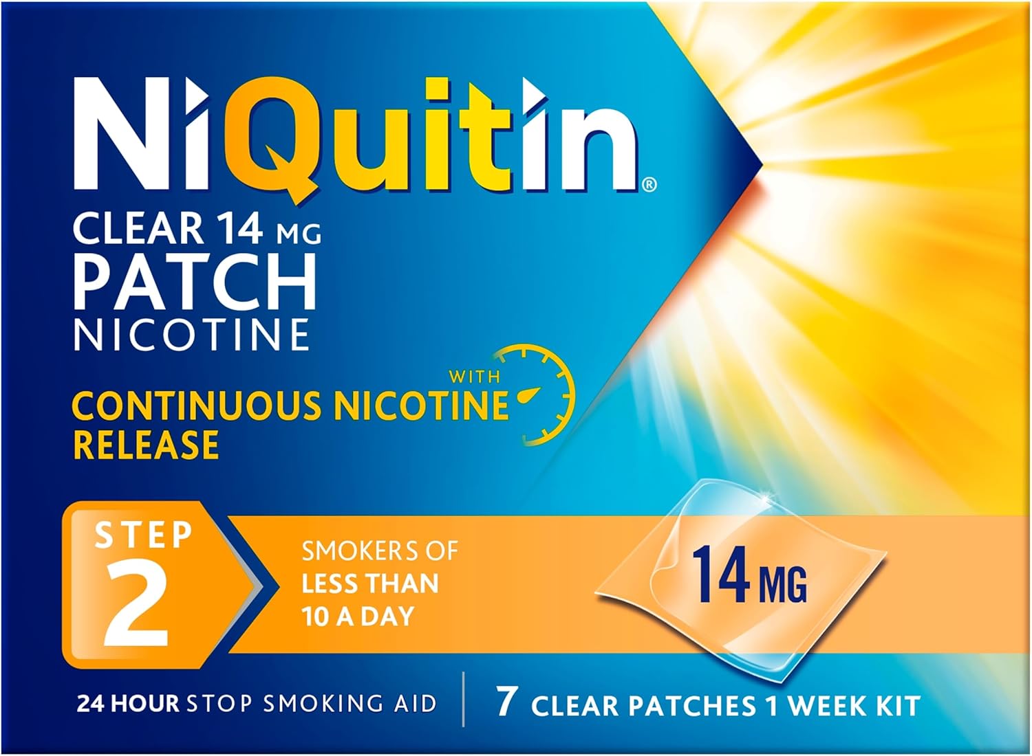 Detalle de NiQuitin 14mg Nicotine Patches (Step 2) – Clear, 24-Hour Craving Control