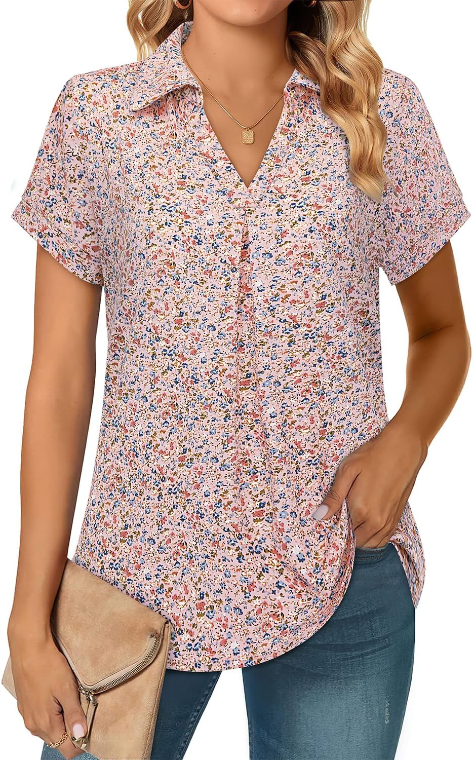 Thumbnail 5 de Siddhe Damen Bluse V-Ausschnitt 3/4 Ärmel Langarm Shirt