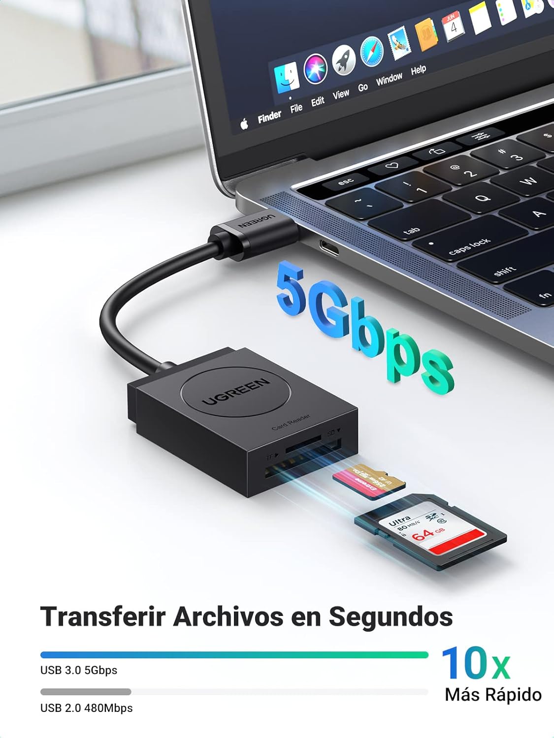 Thumbnail 1 de UGREEN USB 3.0 Lector de Tarjetas SD y Micro SD 📸
