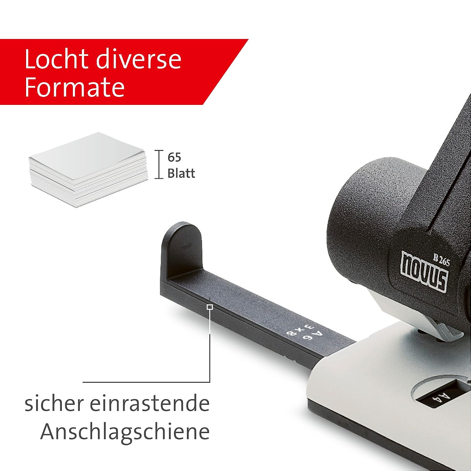 Thumbnail 2 de Novus B 265 Locher – robuster Registraturlocher aus Metall für bis zu 65 Blatt
