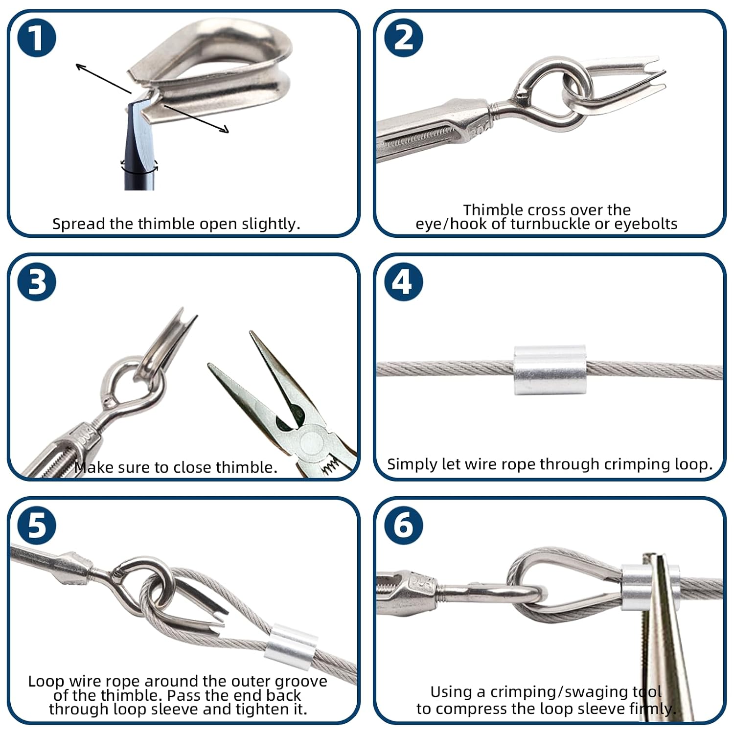 Detalle de AMZSKU staalkabel van 15 m, 2 mm, met M5-kabelspanner