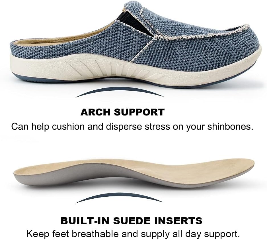 Thumbnail 6 de Men’s Arch Support Canvas Slippers with Velvet Lining & Anti-Skid Rubber Sole