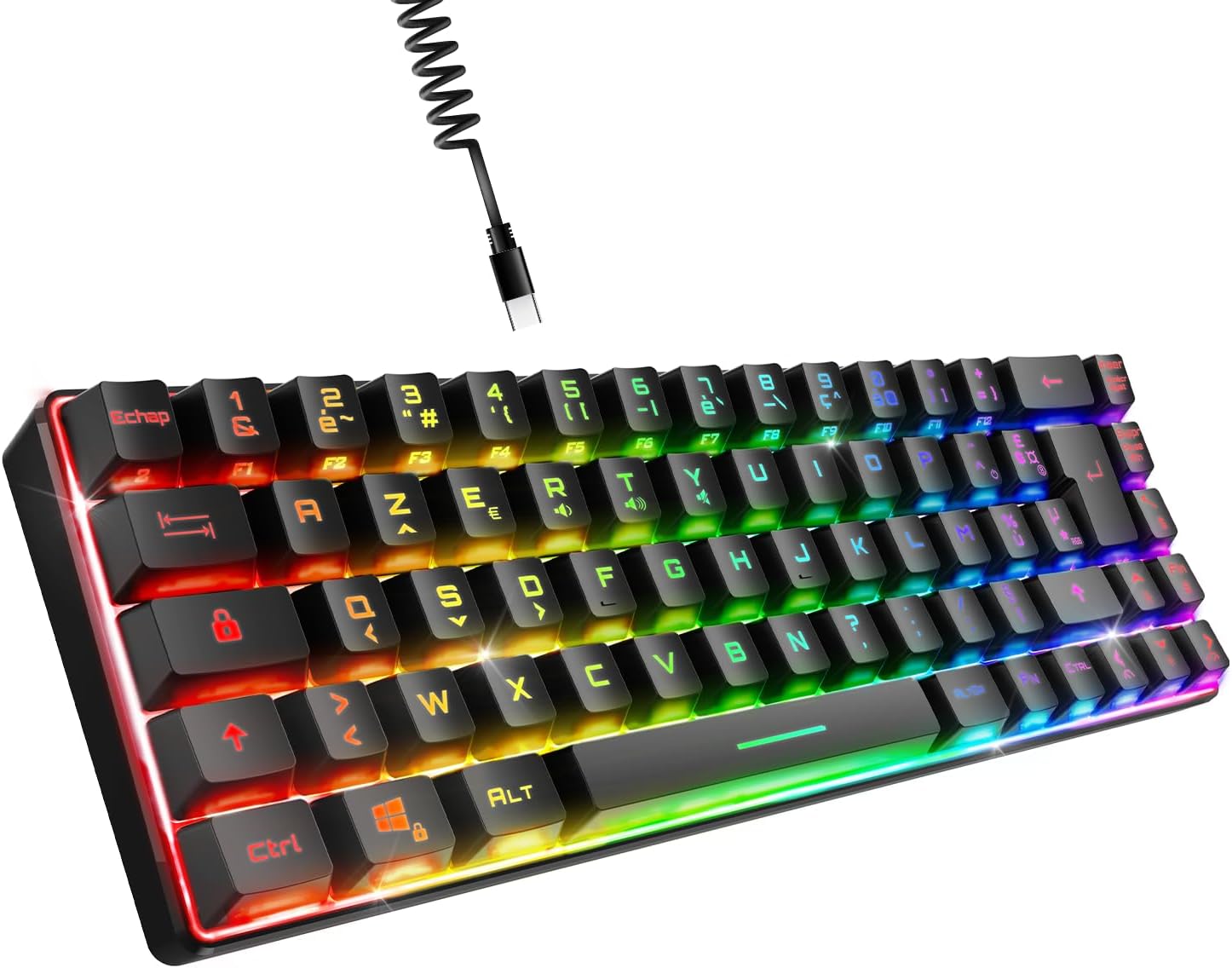 Thumbnail 6 de Empire Gaming K208 — Clavier gamer filaire TKL compact AZERTY 69 touches RGB, anti-ghosting (blanc) avec USB Type C détachable