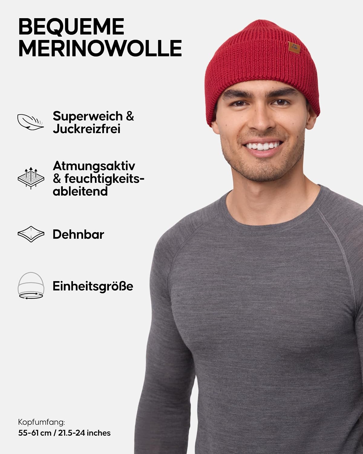 Detalle 2 de DANISH ENDURANCE Merino Mütze 55–61 cm