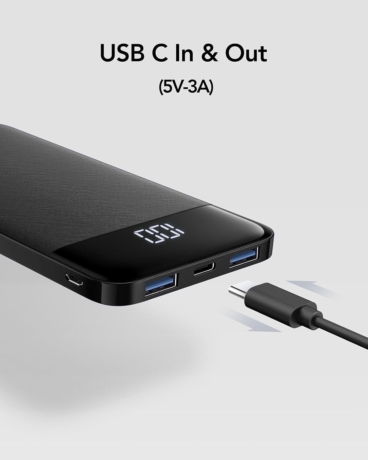 Thumbnail 2 de Power Bank 10400 mAh con USB-C: batteria esterna portatile con display LED e 2 ingressi, 3 uscite (nero)