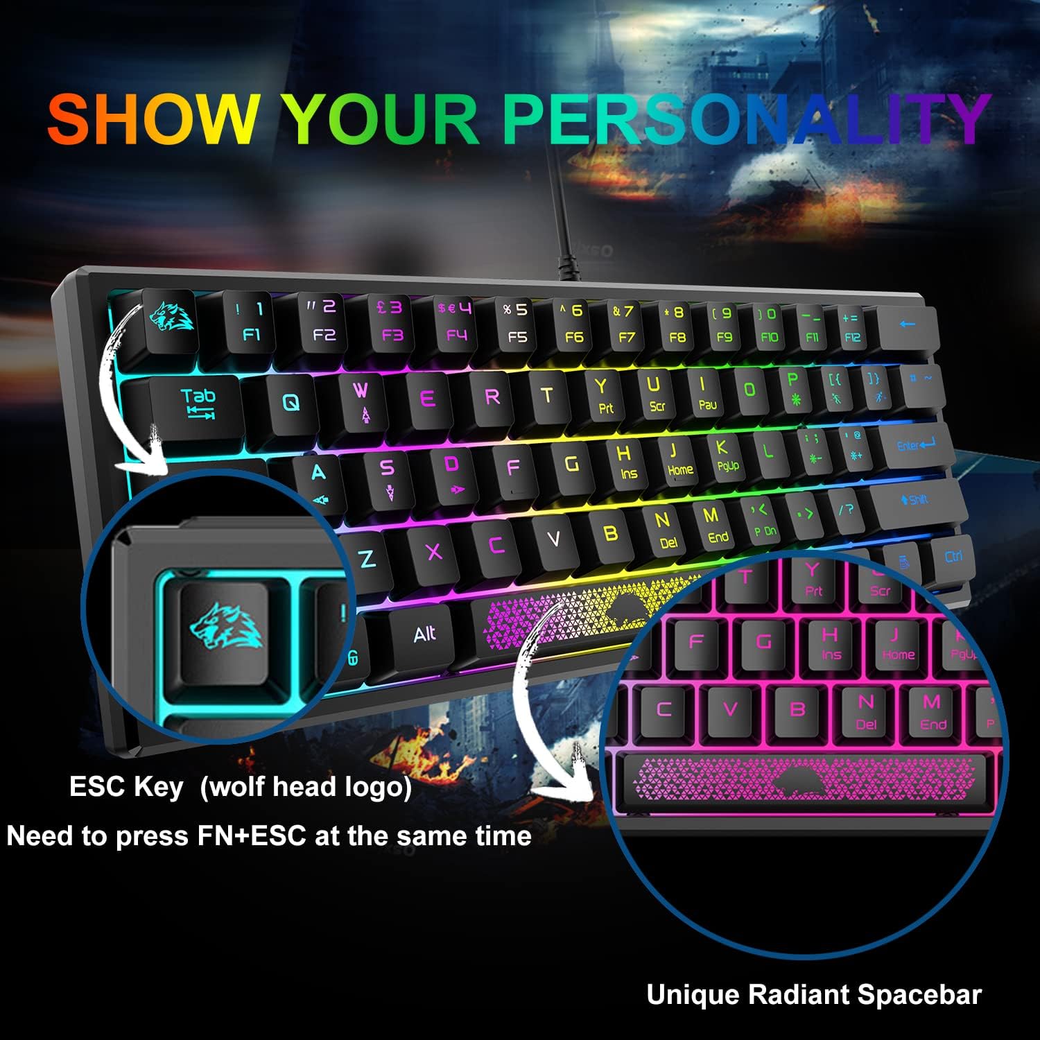 Thumbnail 4 de ZIYOU LANG Mini 60% Clavier de Jeu