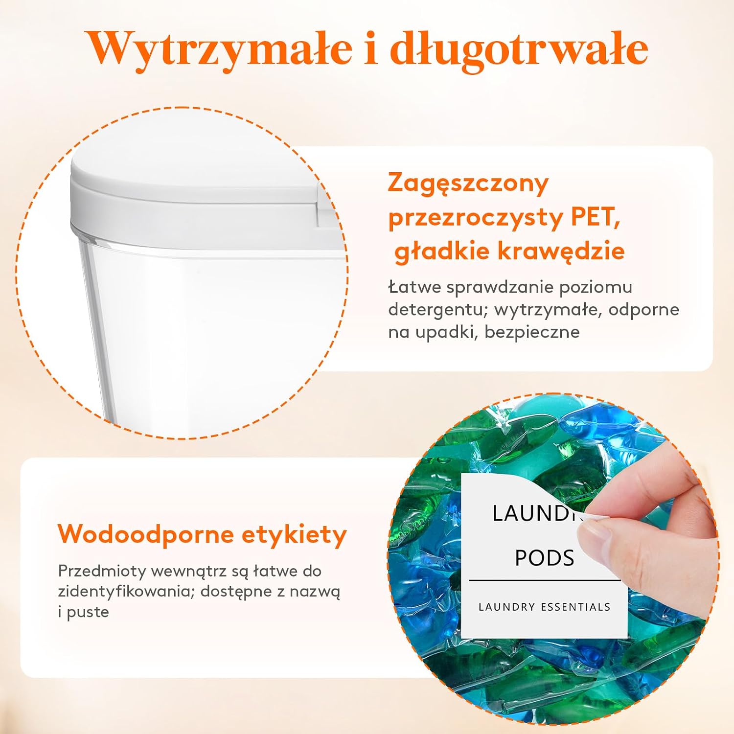 Detalle de Lifewit 24281 – zestaw 3 pojemników na detergenty z etykietami i miarkami