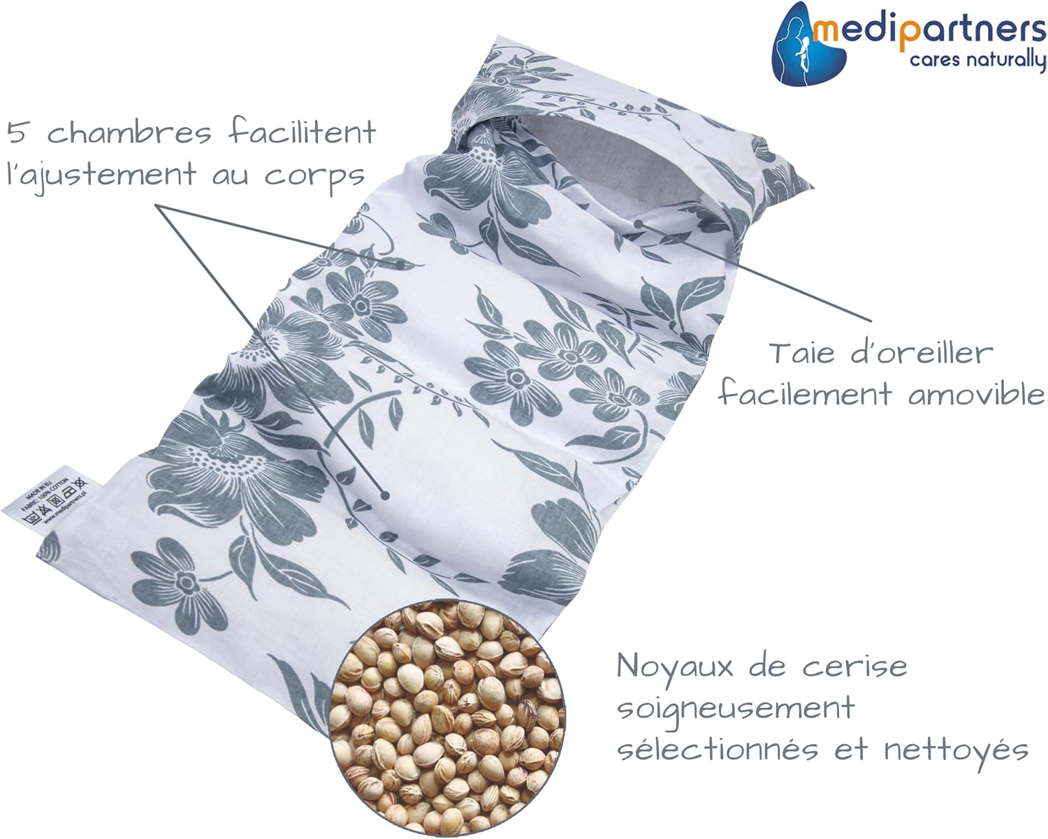 Detalle 2 de Medi Partners coussin chauffant noyaux de cerise 60x20 cm