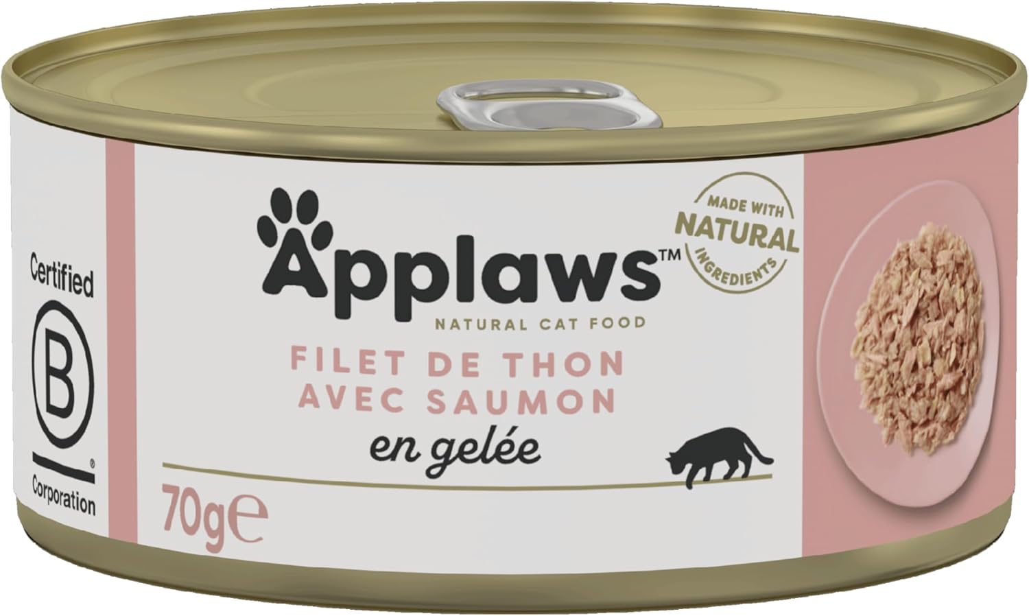 Detalle de Applaws Natural Wet Cat Food, Tuna Fillet with Salmon in Jelly – Lot de 24 boîtes de 70 g