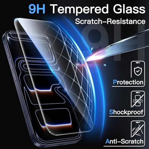 Detalle de JETech Verre trempé pour iPhone 18 Pro/17 Pro, lot de 3, protection 9H