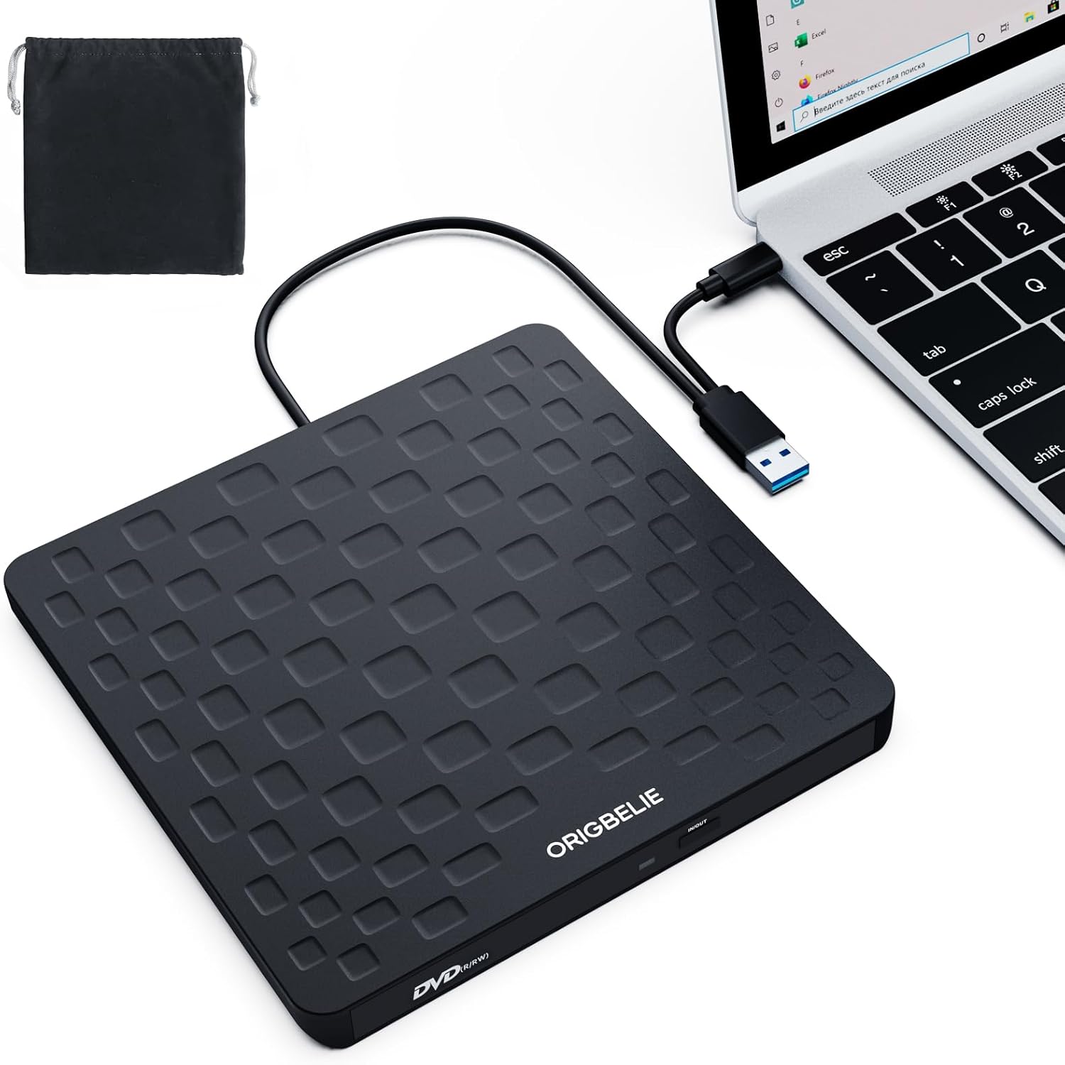 ORIGBELIE Grabadora CD DVD Externa USB 3.0 13 mm