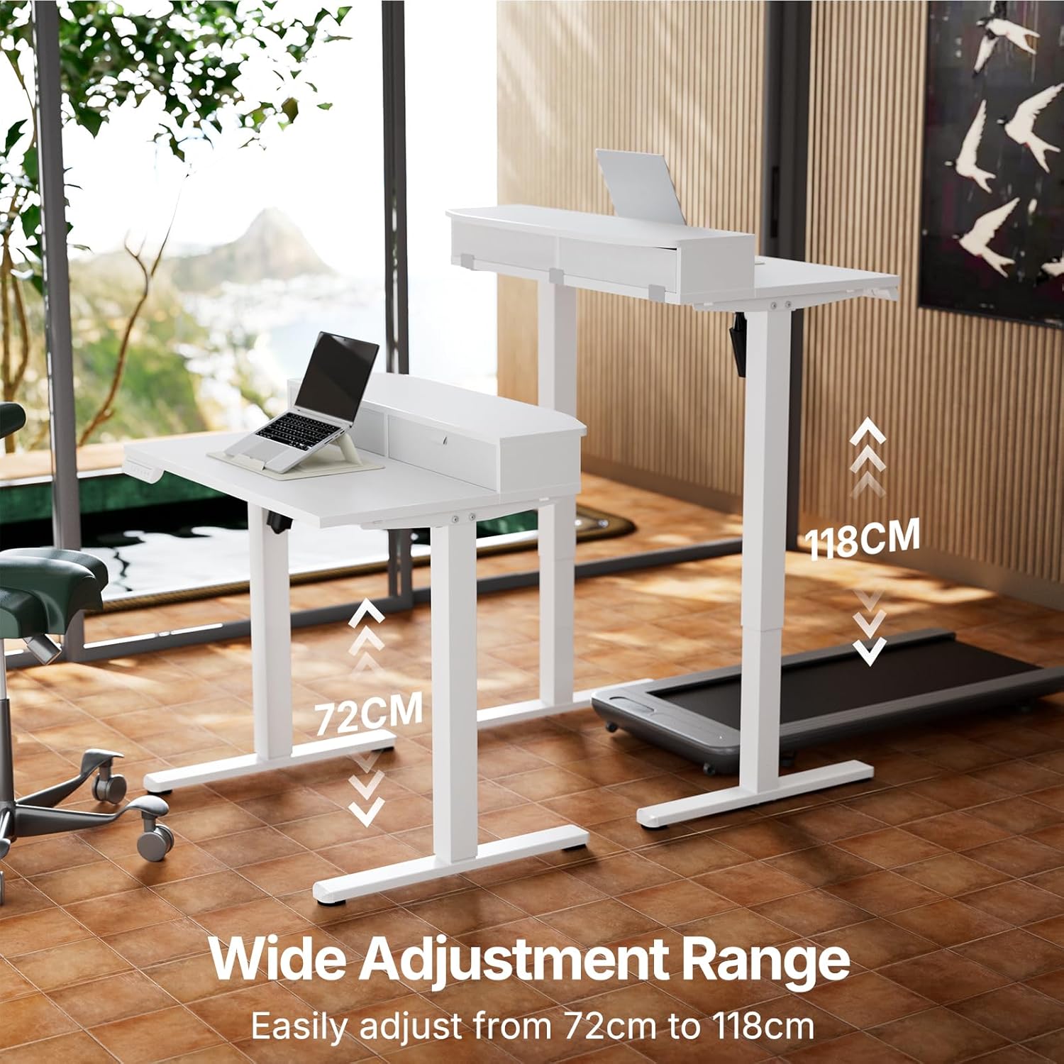 Thumbnail 5 de HUANUO 80 x 53 cm Small Electric Standing Desk with Drawers
