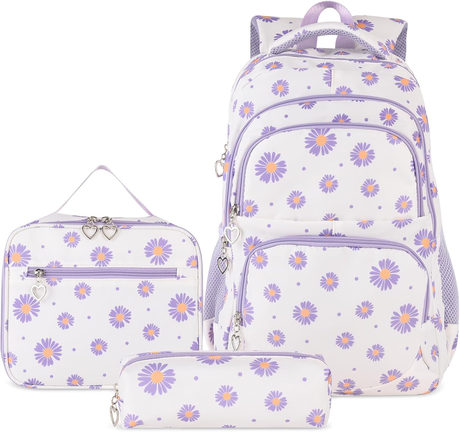 Detalle de SIVENKE Mochila Escolar para Niñas y Adolescentes – Beige con Bolsa para almuerzo y estuche