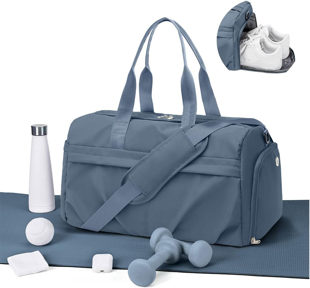 Detalle de WEPLAN Sporttasche D2-Königsblau – Wasserdichte Weekender- und Reisetasche mit Schuhfach