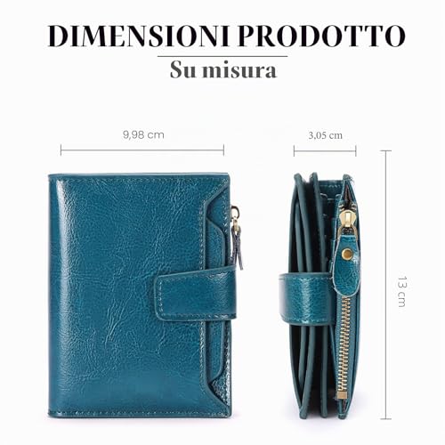 Detalle de SENDEFN Portafoglio Donna in Pelle Vera: piccolo, sicuro e con 14 slots RFID