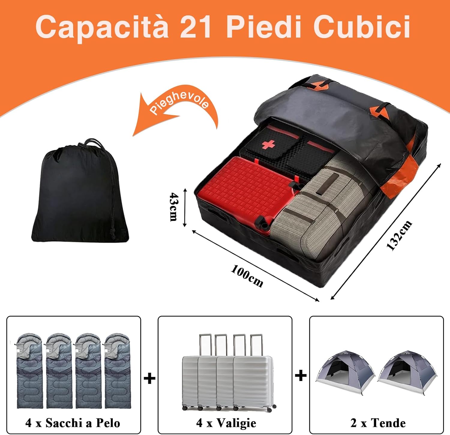 Thumbnail 6 de JOBYNA Borsa da Tetto 585 L: bagagliaio impermeabile pieghevole con accessori