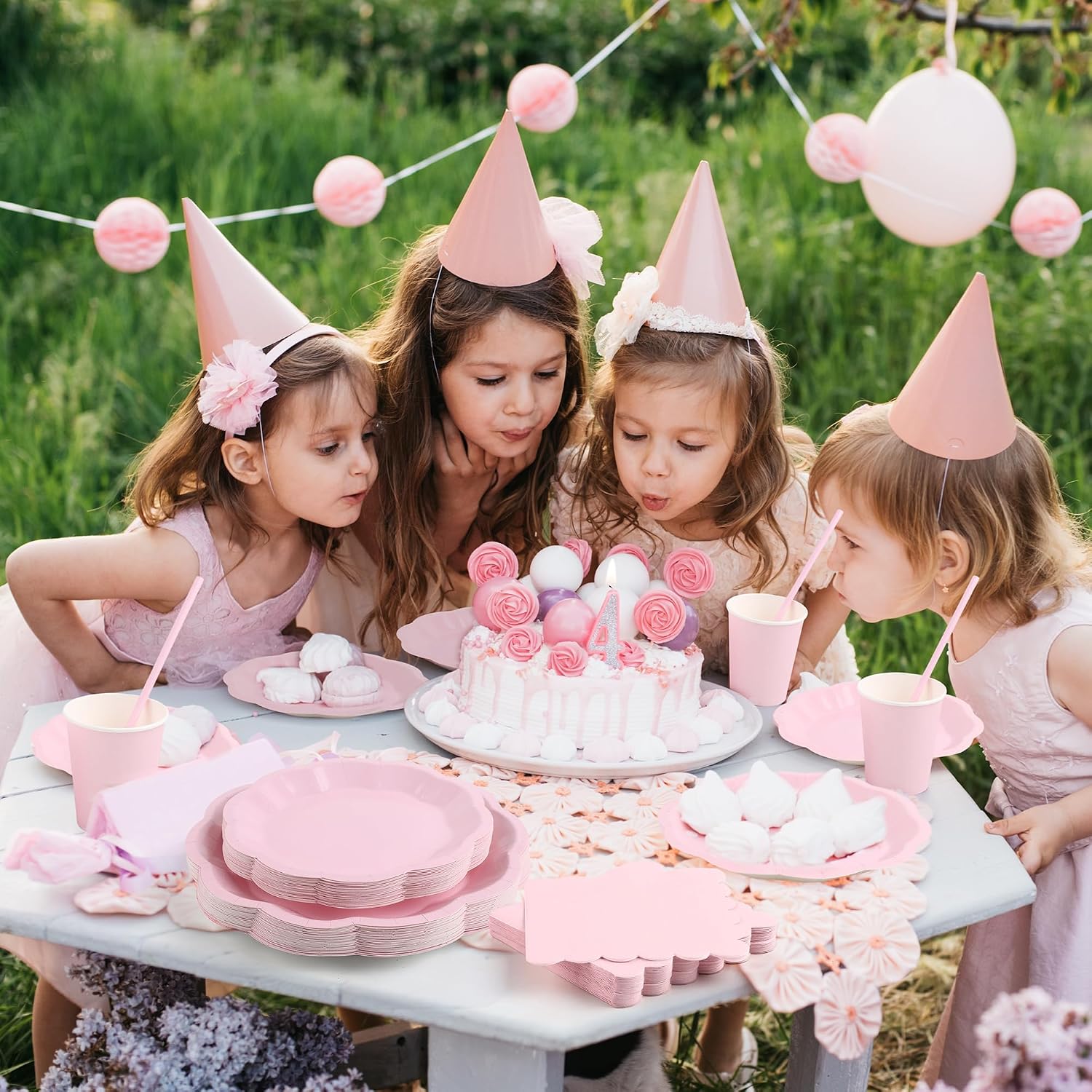 Detalle de Vivantia 150-Piece Pink Party Tableware Set for 30 Guests