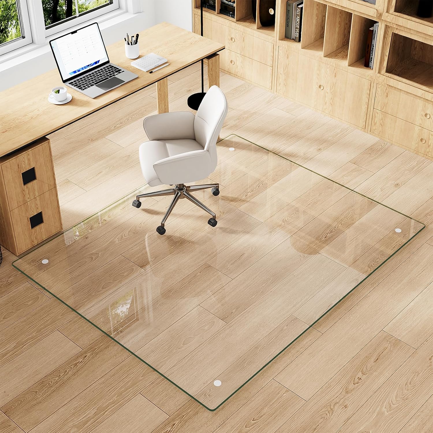 Thumbnail 1 de MYSUNORIA Transparent Glass Chair Mat 48x60, 0.19" Tempered Glass