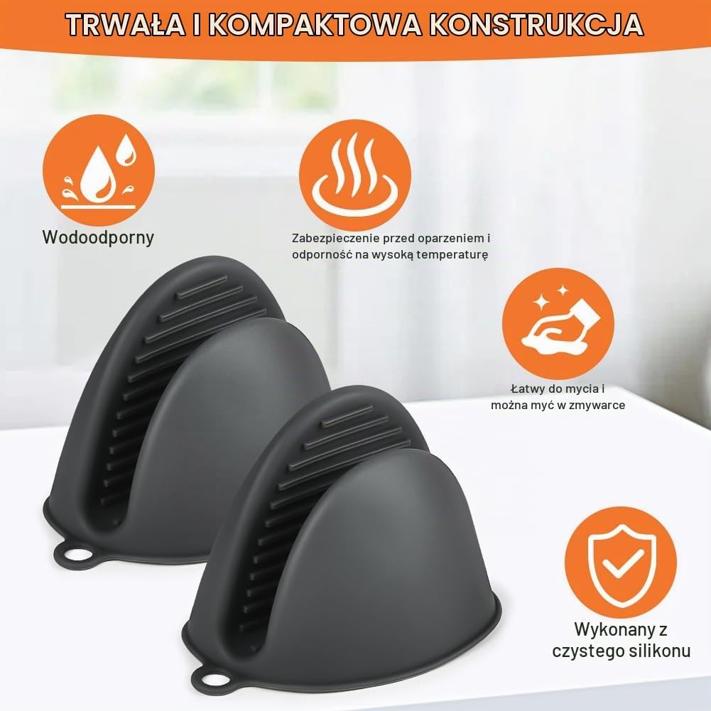 Detalle de AUAUY silikonowe mini rękawice kuchenne, do 230°C, antypoślizgowe, 2 szt.