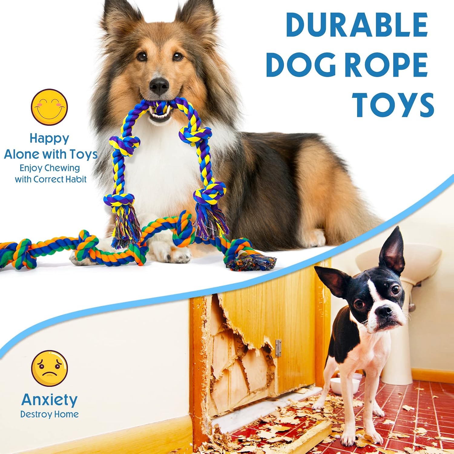 Thumbnail 5 de XL Indestructible Dog Toys for Aggressive Chewers – Large cotton rope chew toy for heavy chewers (2 pack)