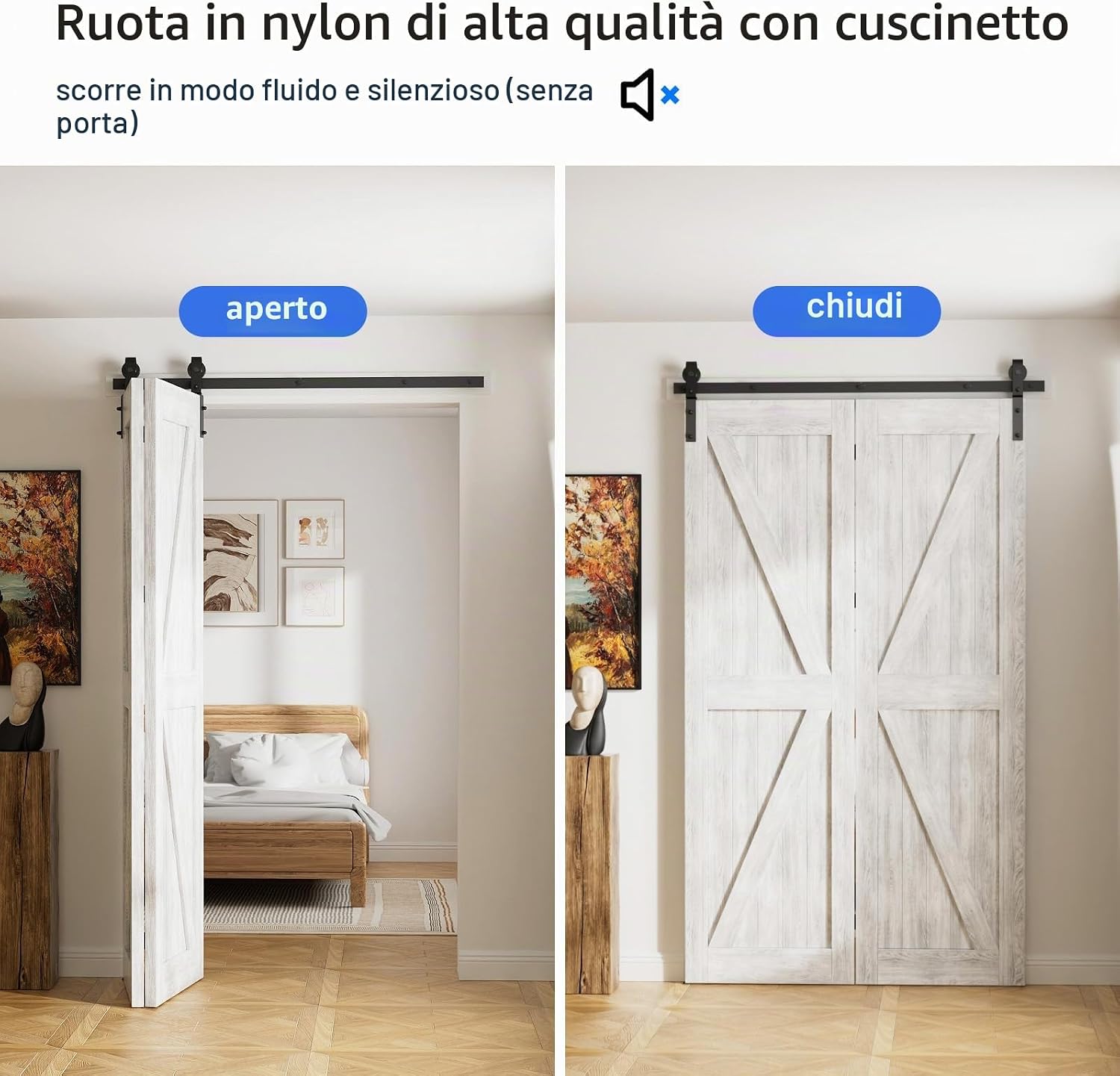 Thumbnail 2 de Binario per Porta Scorrevole Bifold Kit 102 cm – набор per porte scorrevoli interne/esterne, colore nero satinato