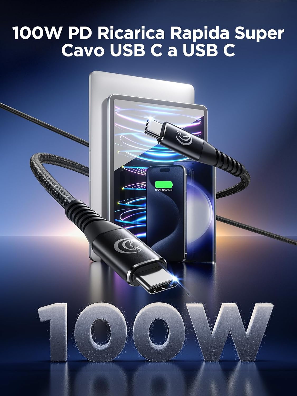 Detalle 2 de Yosou Cavo USB C a USB C 100W 1M+2M