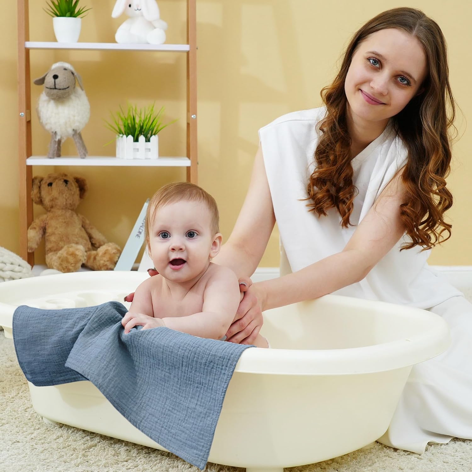Thumbnail 5 de Kewlife gift 100 % Baumwolle Baby Mulltücher 5er Pack – Weiche, atmungsaktive Spucktücher