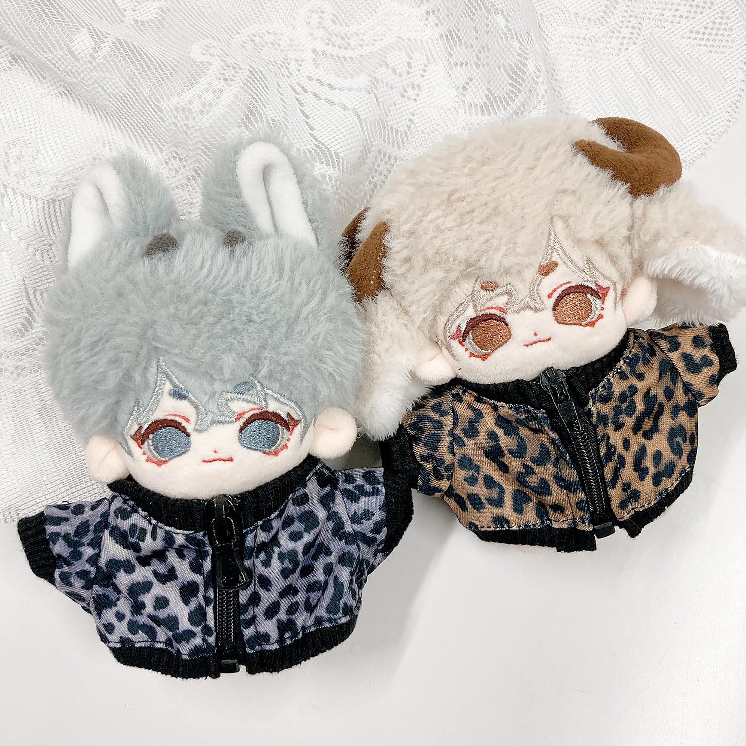 Detalle de ヒョウ柄ジャケット 10cm前後のぬいぐるみ用ジッパーコスチューム ブラウン