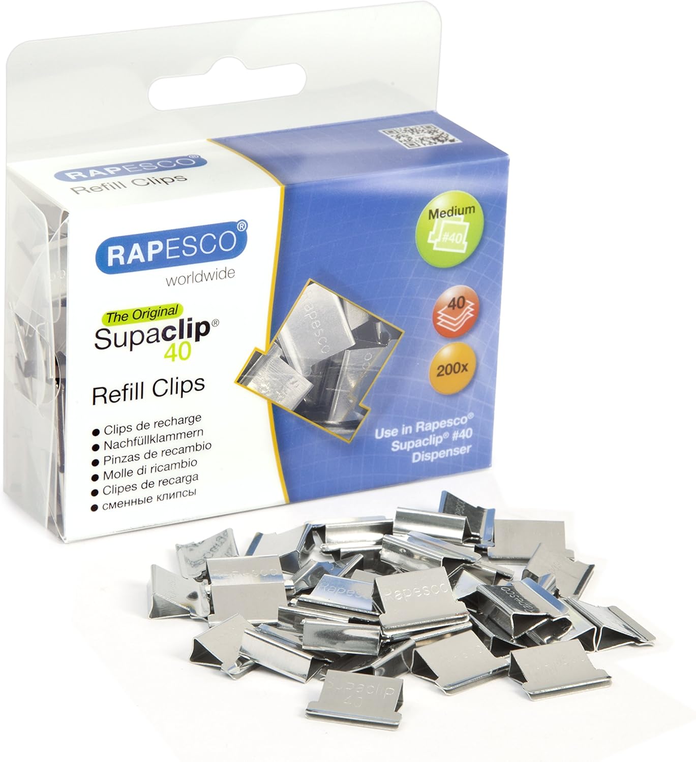 Detalle 2 de Rapesco Supaclip 40 – 350 mollette di ricarica in acciaio inossidabile per dispenser