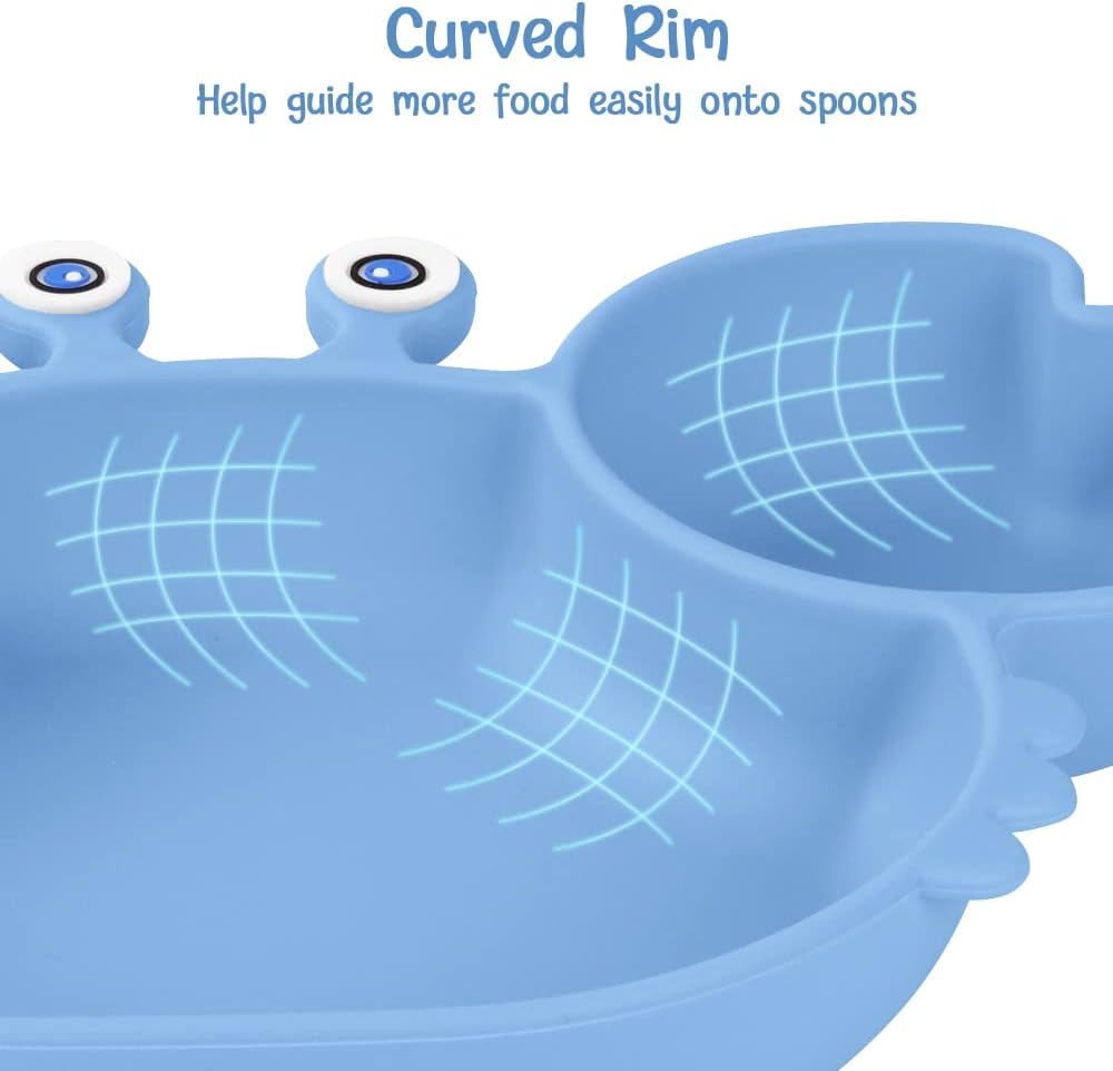 Thumbnail 3 de Vicloon Piatto per Bambini in Silicone con Ventosa: tre scomparti, senza BPA, sicuro e lavabile in lavastoviglie