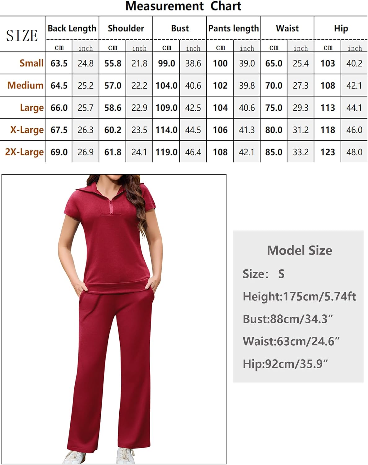 Thumbnail 5 de Aottori Survêtement femme sport 2 pièces manches courtes + pantalon zippé, poches et cordon
