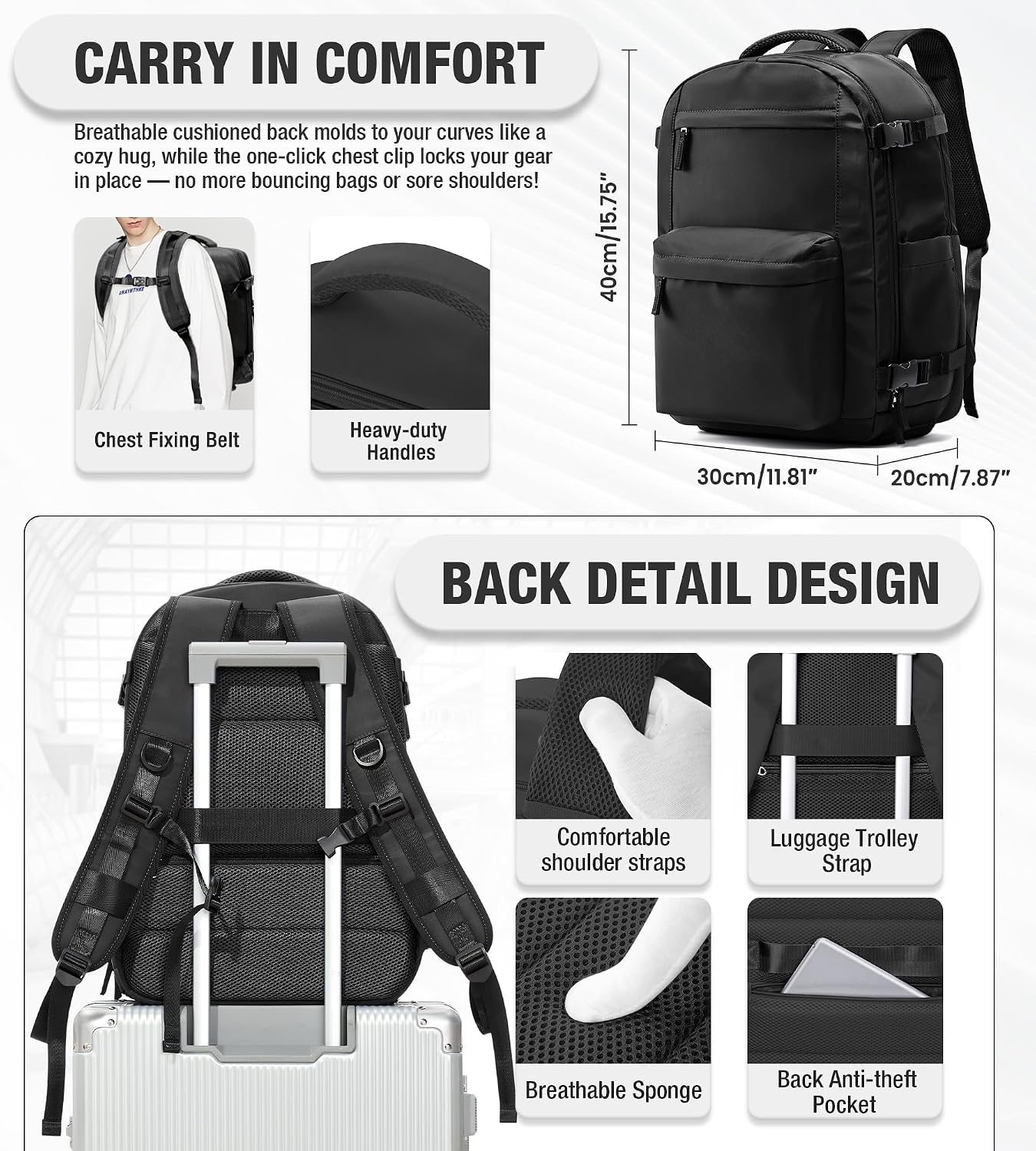 Thumbnail 5 de Zaino Sottovuoto da viaggio Airbag Viaggio: Zaino a mano impermeabile 40x30x20 cm – Stile e versatilità