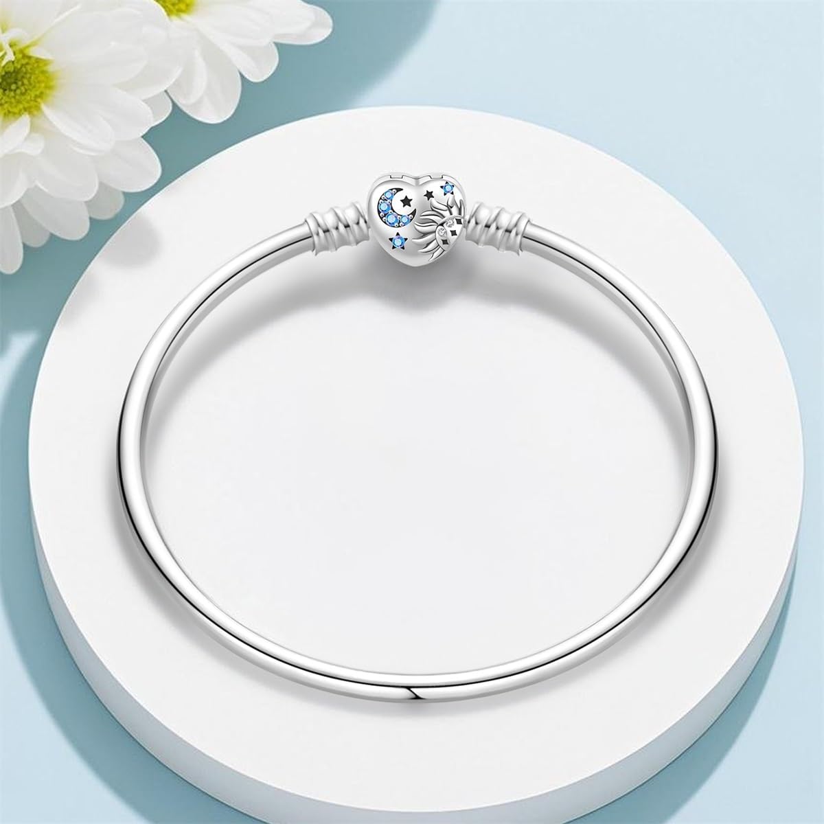 Thumbnail 4 de 925 Sterling-Silber Charm-Armband für Damen mit Herzverschluss – Schlangenkette Schmuck für Pandora-Charmes