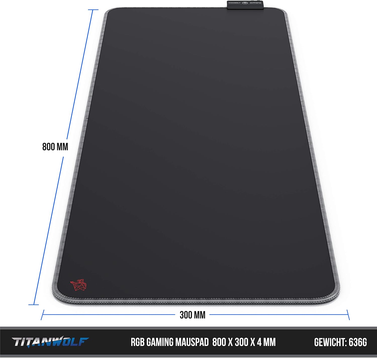 Detalle 2 de Titanwolf RGB Gaming Mauspad 800x300 mm