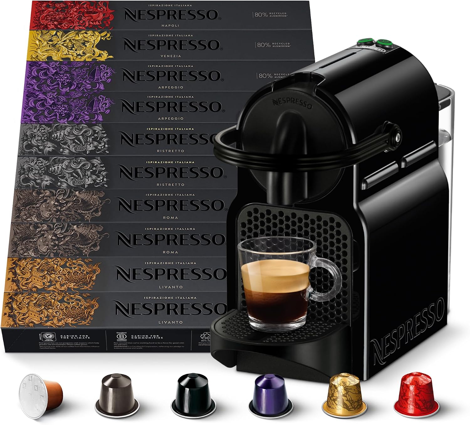 Detalle 2 de Nespresso Inissia EN80.B Macchina per Caffè Espresso, Black – Compatta ed automatica