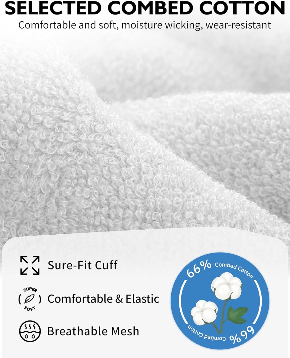 Thumbnail 3 de CLOSEMATE : lot de 6 paires de chaussettes de sport basses rembourrées antidérapantes respirantes noir/blanc (39-42, 43-46, 47-50)