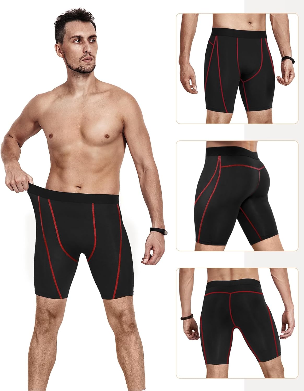 Thumbnail 1 de Niksa Men's Compression Shorts (1 or 3 Pack) – Quick-Dry Base Layer for Gym and Run