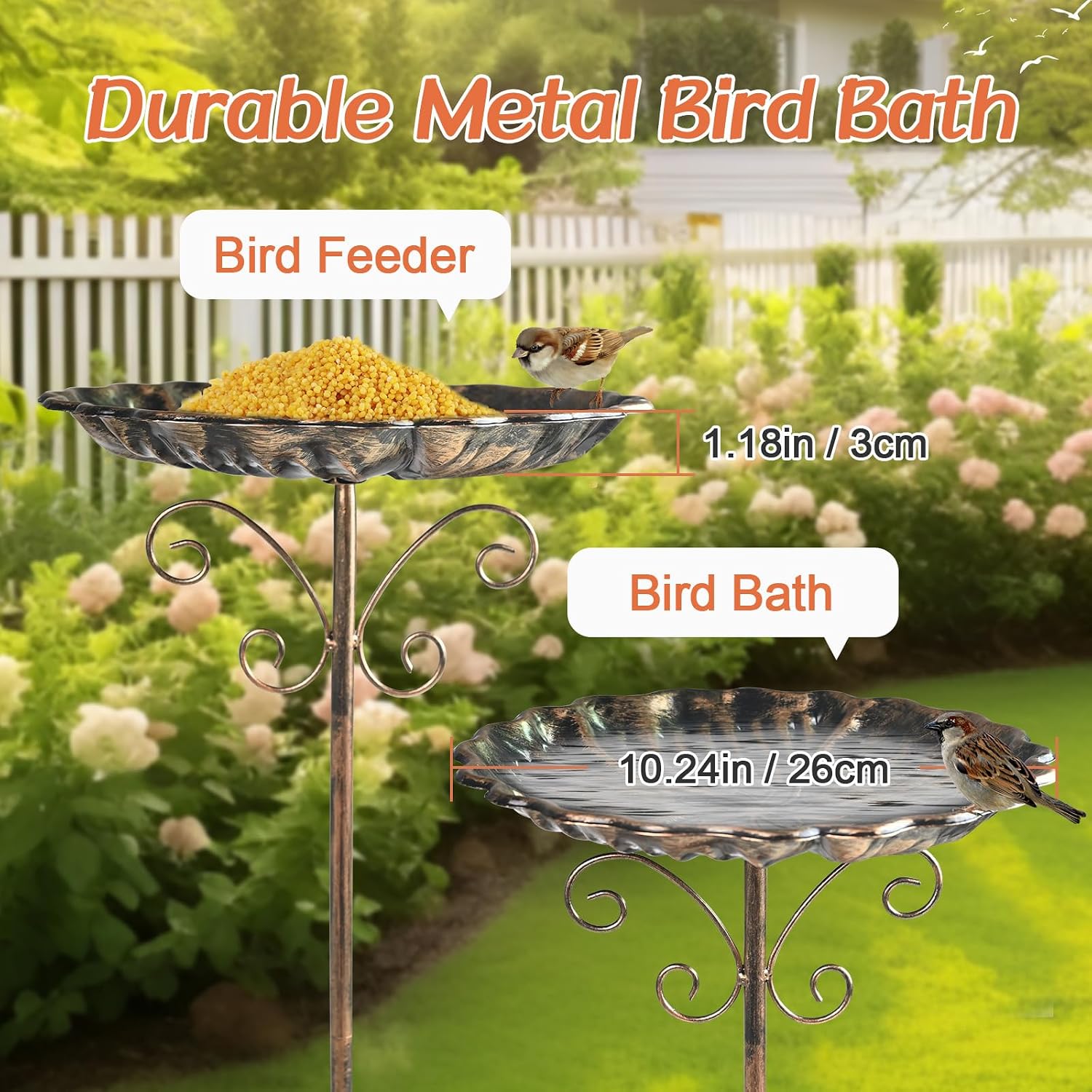 Thumbnail 1 de MIGHTYDUTY Metal Bird Bath 30.43in