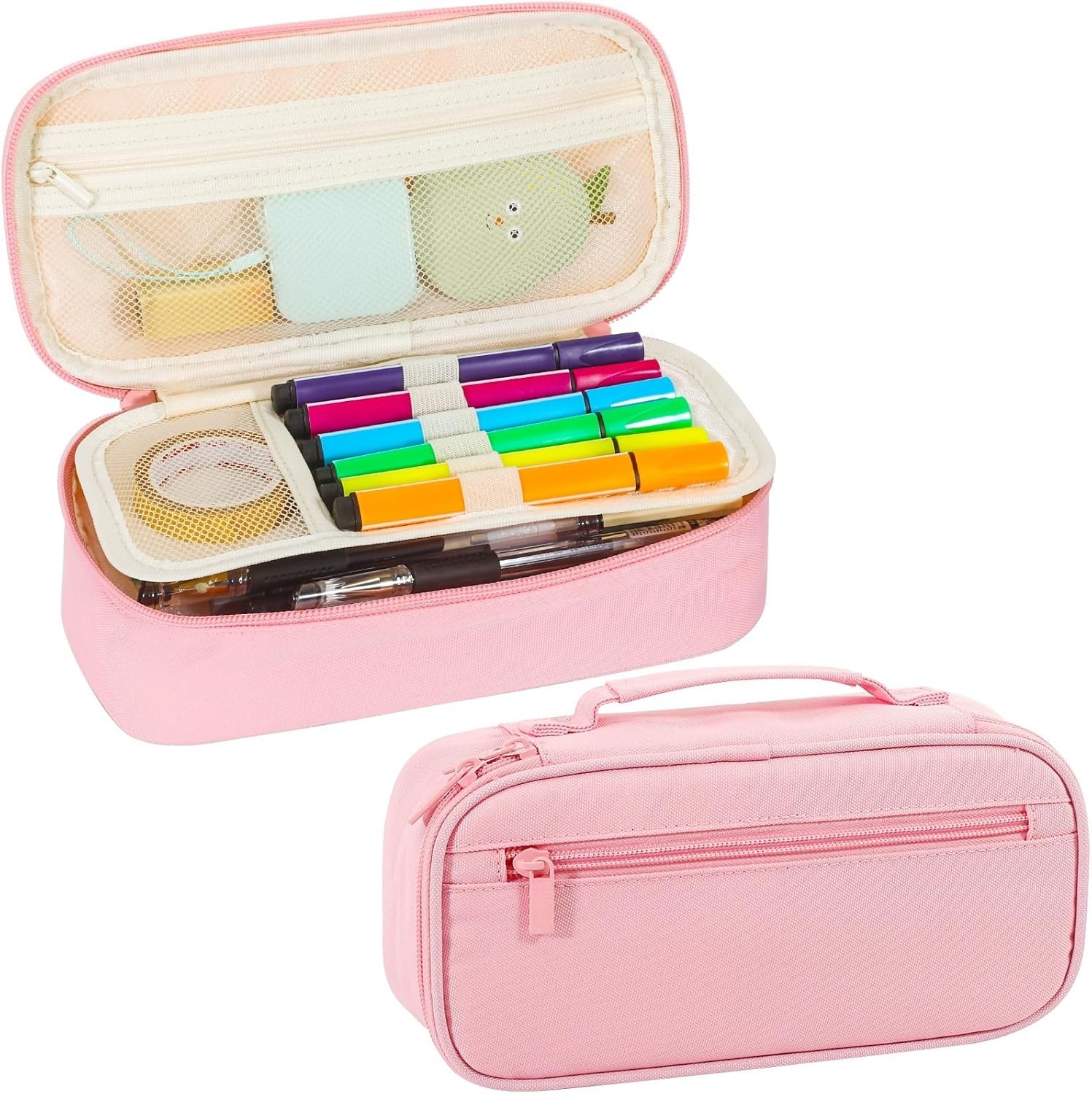 Detalle de Betarami Federmäppchen Federtaschen Mäppchen Etui Stifte 5 Fach – großes Fassungsvermögen, Rosa