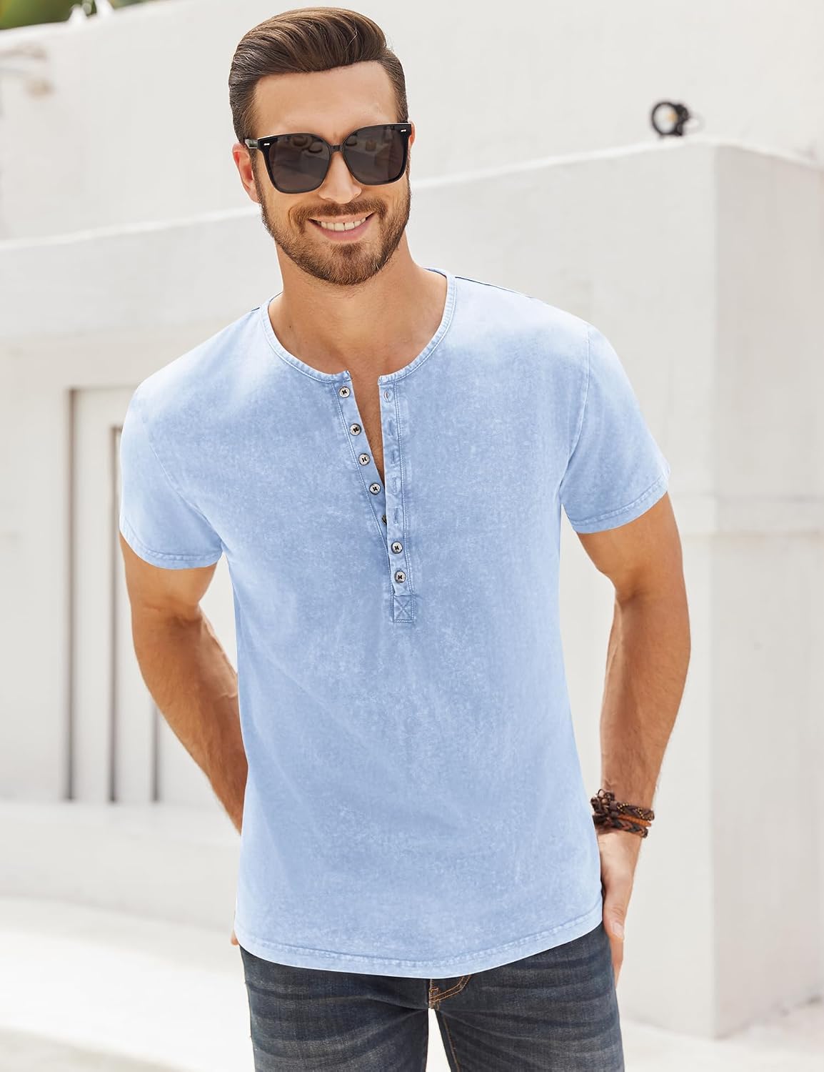 Thumbnail 1 de Beotyshow Henley-Hemd für Herren (Langarm, Slim Fit, Baumwolle) – Vintage Casual im Freizeitstil